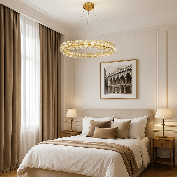 Люстра підвісна золота з скляним фігурним плафоном D-60 cm/D-80 cm  Led Crystal Gold 251188-100006580