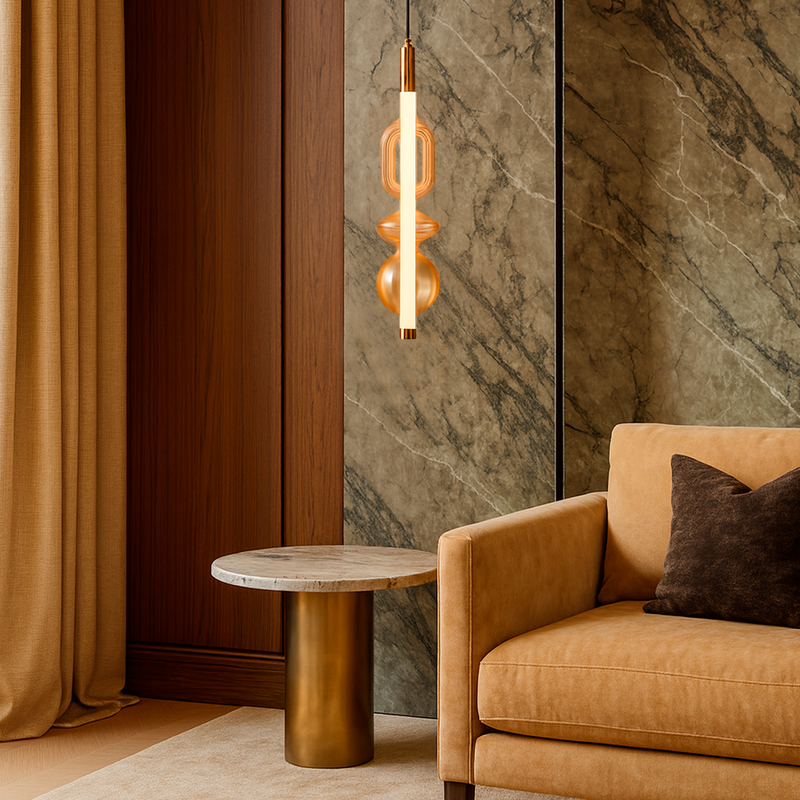 Підвісний світильник золотий з бежевим прозорим плафоном H-60 cm Led 10W Beige clear Colours 250931-100006128
