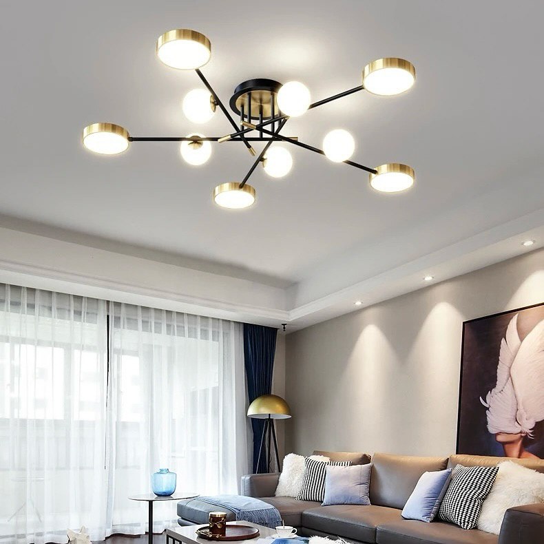 Стельовий світильник Molecular new D-126 см Led + 5xG9 Black + Gold + White 240527-100003330