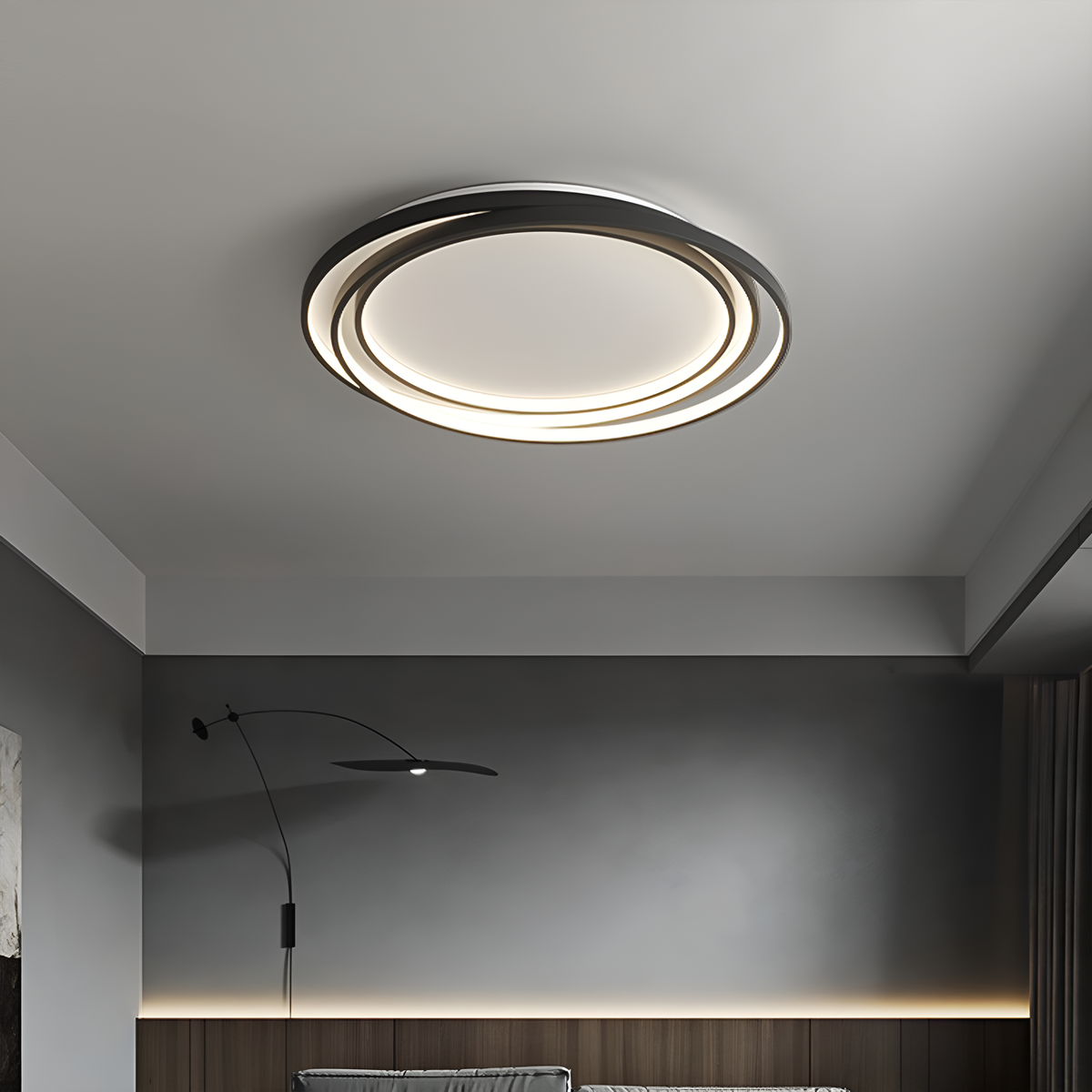 Стельовий світлодіодний світильник з пультом Geometry White + Black 76W LED 250431-100004649