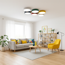 Люстра з дерева білий, чорний, зелений, рожевий, жовтий, сірий L-98 cm 5000K 72W White+Grey+Green+Pink+Yellow Wooden Green forest New 230958-100002591