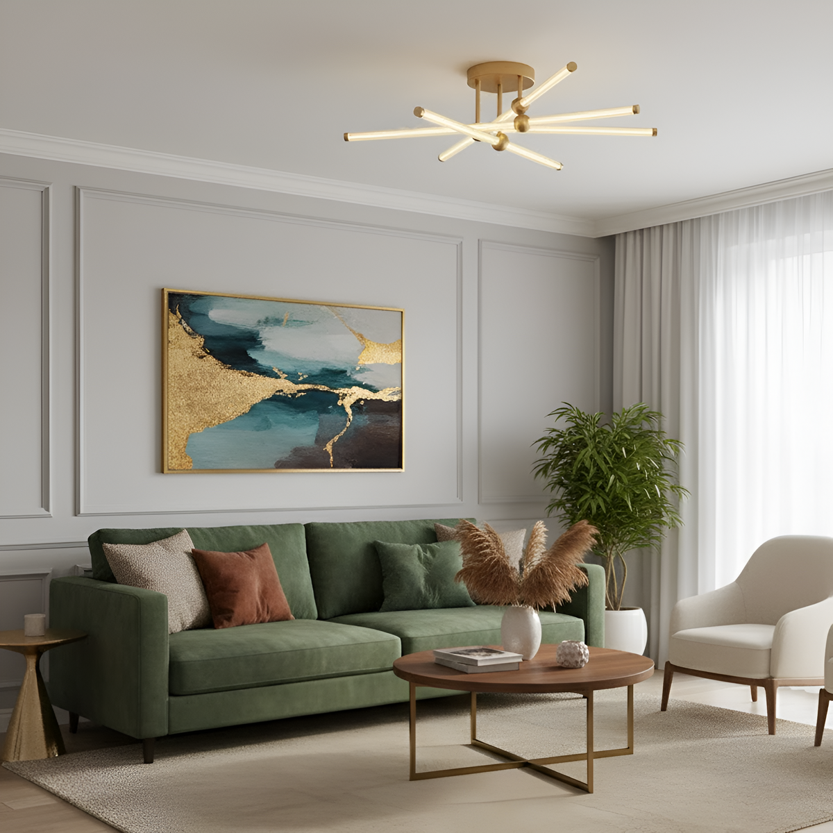 Стельовий LED-світильник золотий Line D-81 cm H-24 cm 76W Gold  220720-100000924