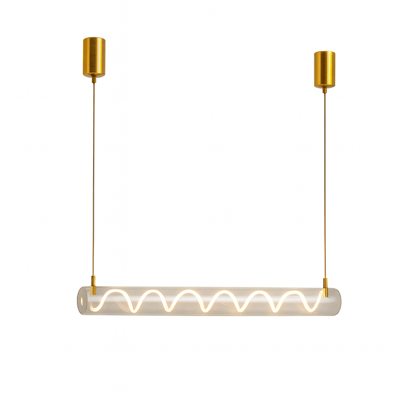 Люстра золота підвісна видовжена з прозорим плафоном L-100 cm Led 40W Gold Spiral tube 250931-100006129