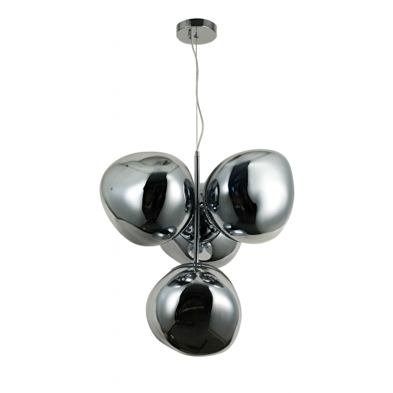 Люстра підвісна хромована з плафонами органічної форми W-60 cm E27x4 Chrome Melt plazma 250931-100006044