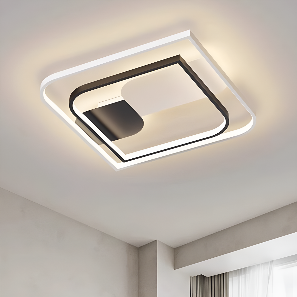 Стельовий світлодіодний світильник з пультом Geometry White + Black 64W LED 250431-100004650