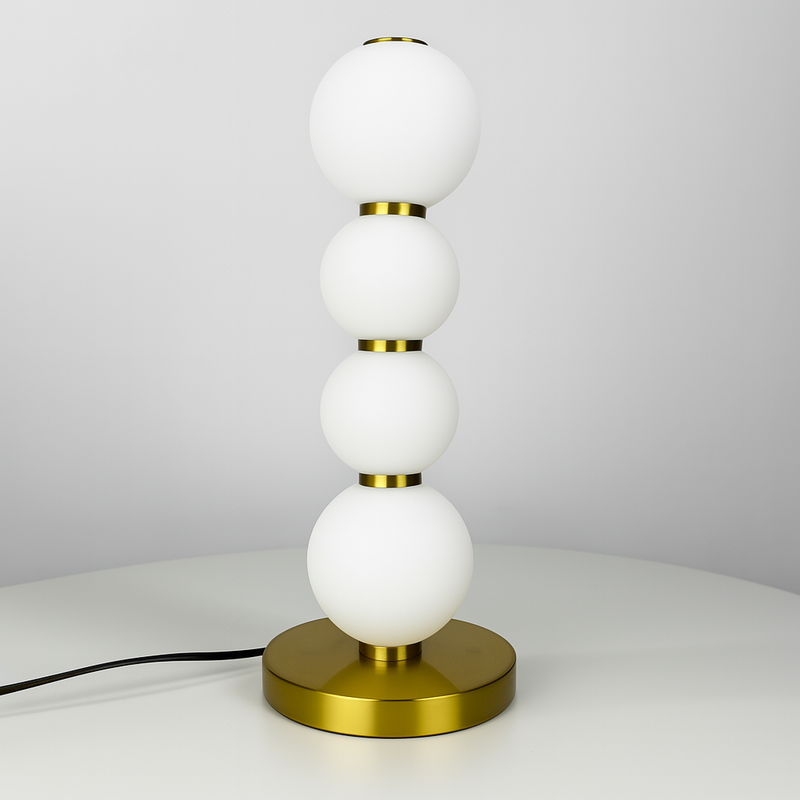 Настільна лампа золота з білими матовими плафонами H-45 cm Led 14W Gold+White Pearl 250718-100005703