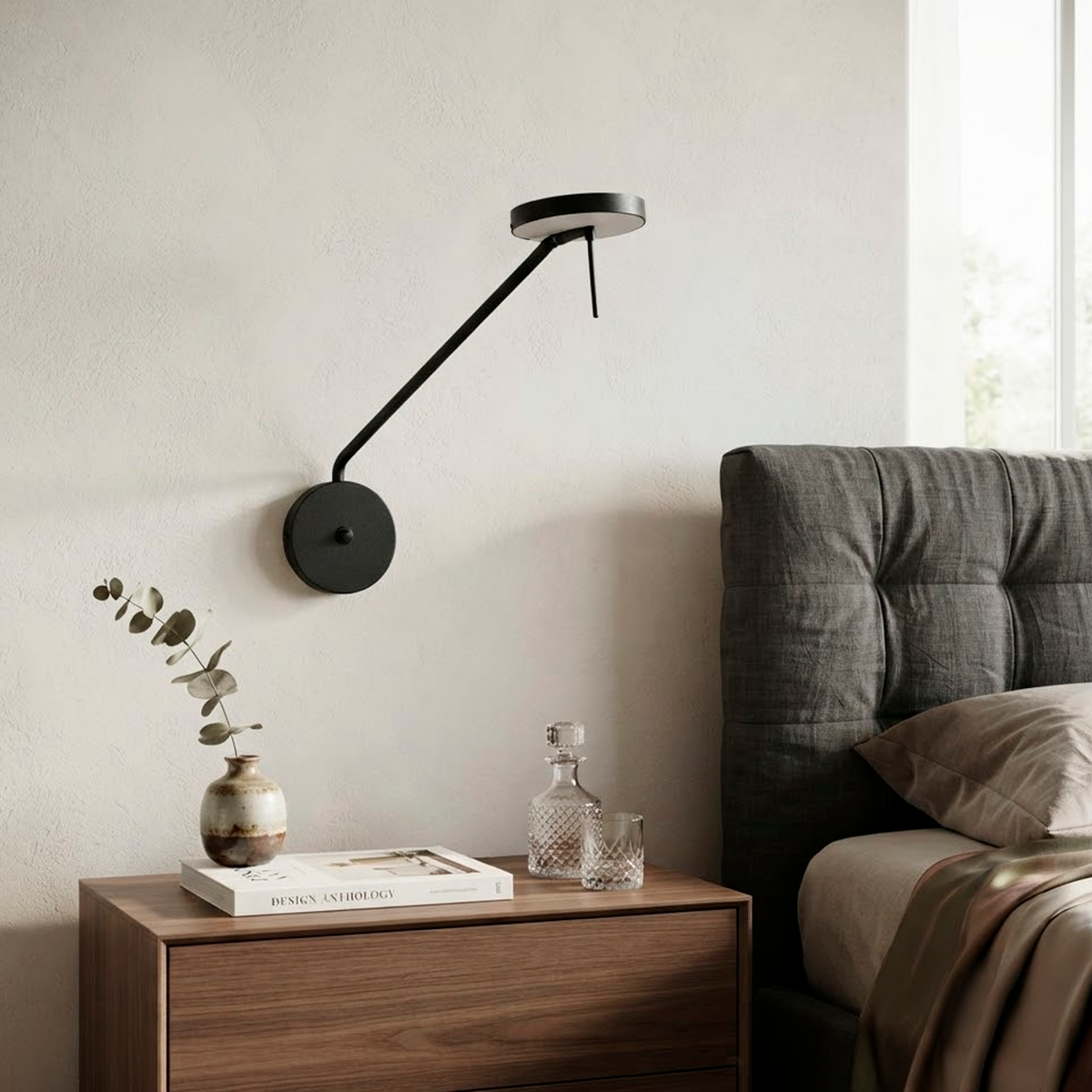 Cвітильник чорний настінний з поворотним плафоном H-23 cm W-38 cm Led 10W 3000K Black Slim Groky 260866-100008546
