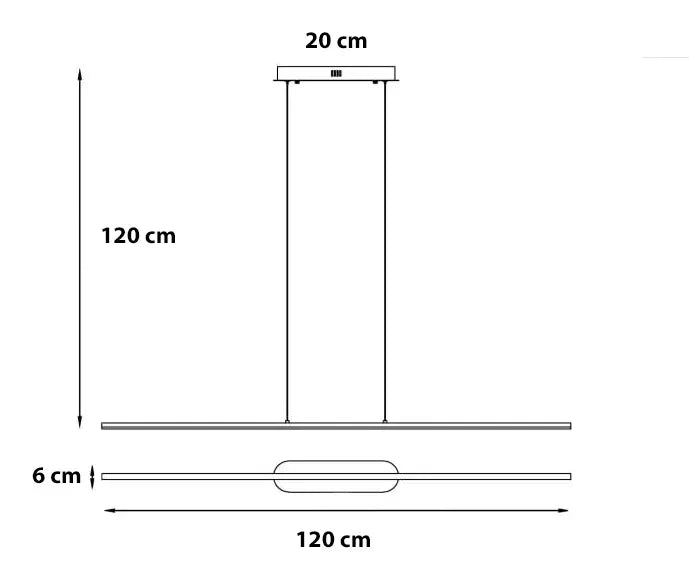 Люстра чорна підвісна L-120 cm Led 25W 4000K Black Straight line 250780-100005533