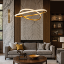 Люстра золота підвісна з двома кільцями 60 cm+40 cm Led 100W Gold Crystal circles 251188-100006696