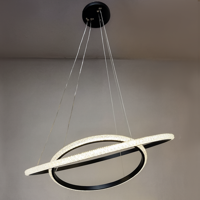 Люстра чорна підвісна з двома кільцями 60 cm+40 cm Led 100W Black Crystal circles 251188-100006697