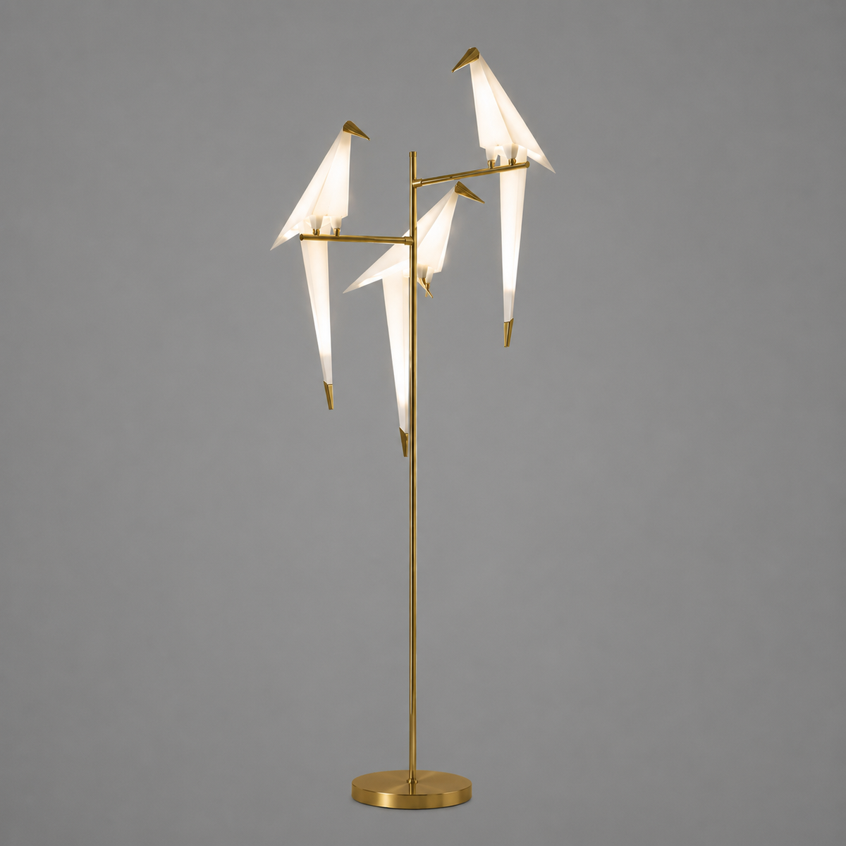 Торшер золотий з трьома пташками H-165 cm Led 18W Gold+White Pirch 260658-100008264