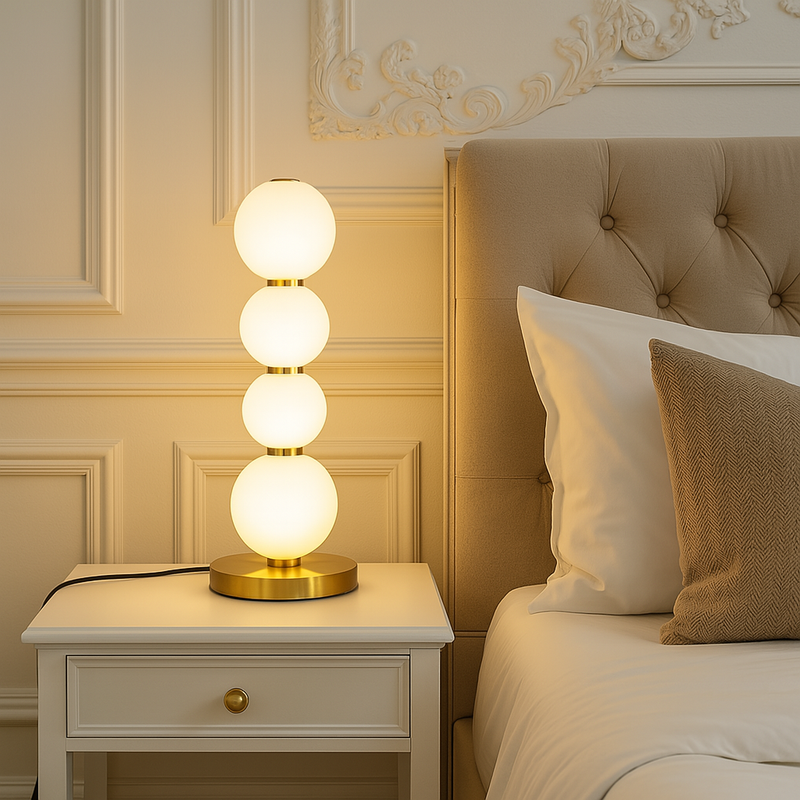 Настільна лампа золота з білими матовими плафонами H-45 cm Led 14W Gold+White Pearl 250718-100005703
