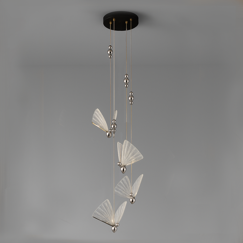Люстра підвісна хромована з 4 метеликами Butterflies Chrome D-28 cm Led 24W 251158-100006492