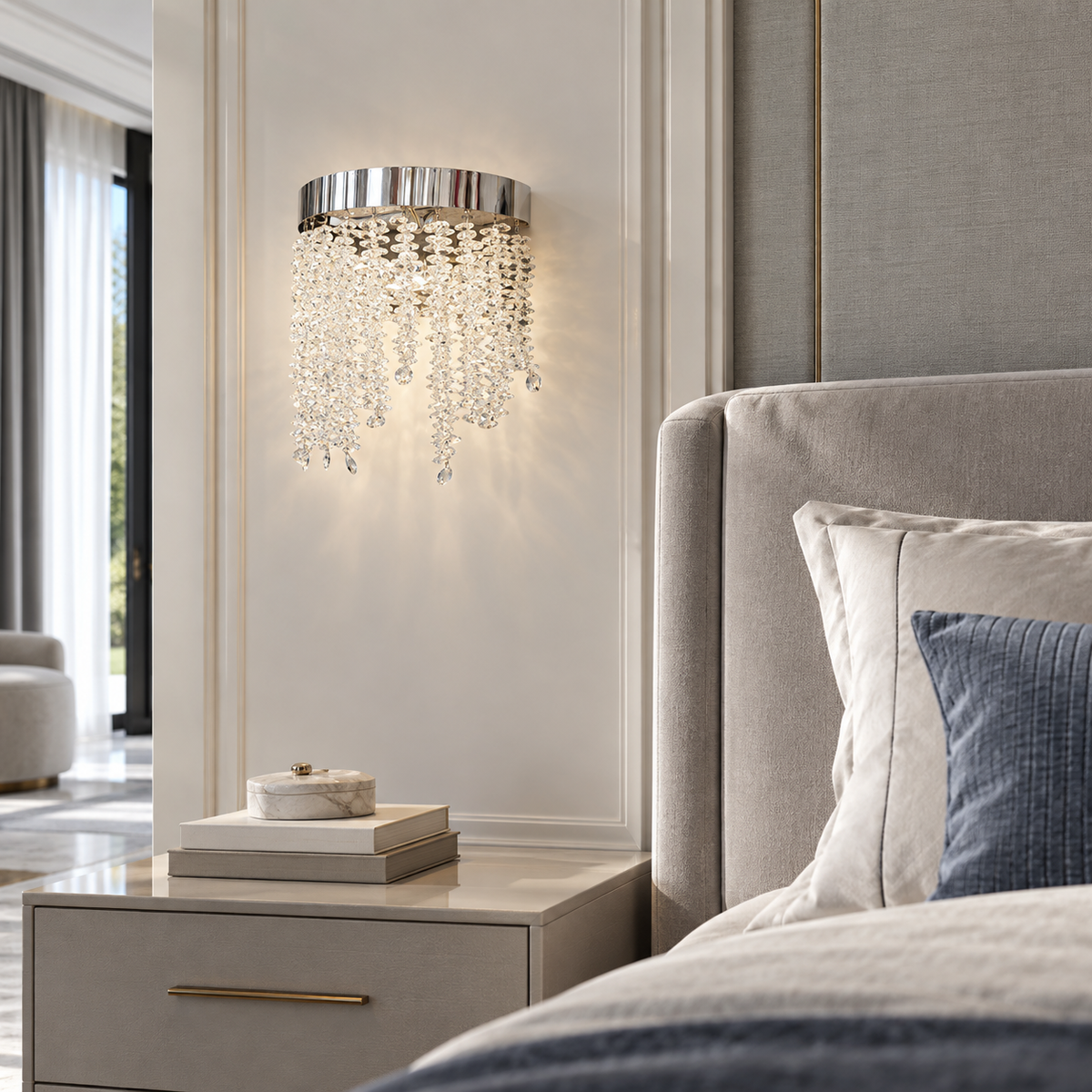 Настінний світильник срібний з кришталевим плафоном H -24 cm Led 23W Chrome + Transparent Tree 260935-100009018