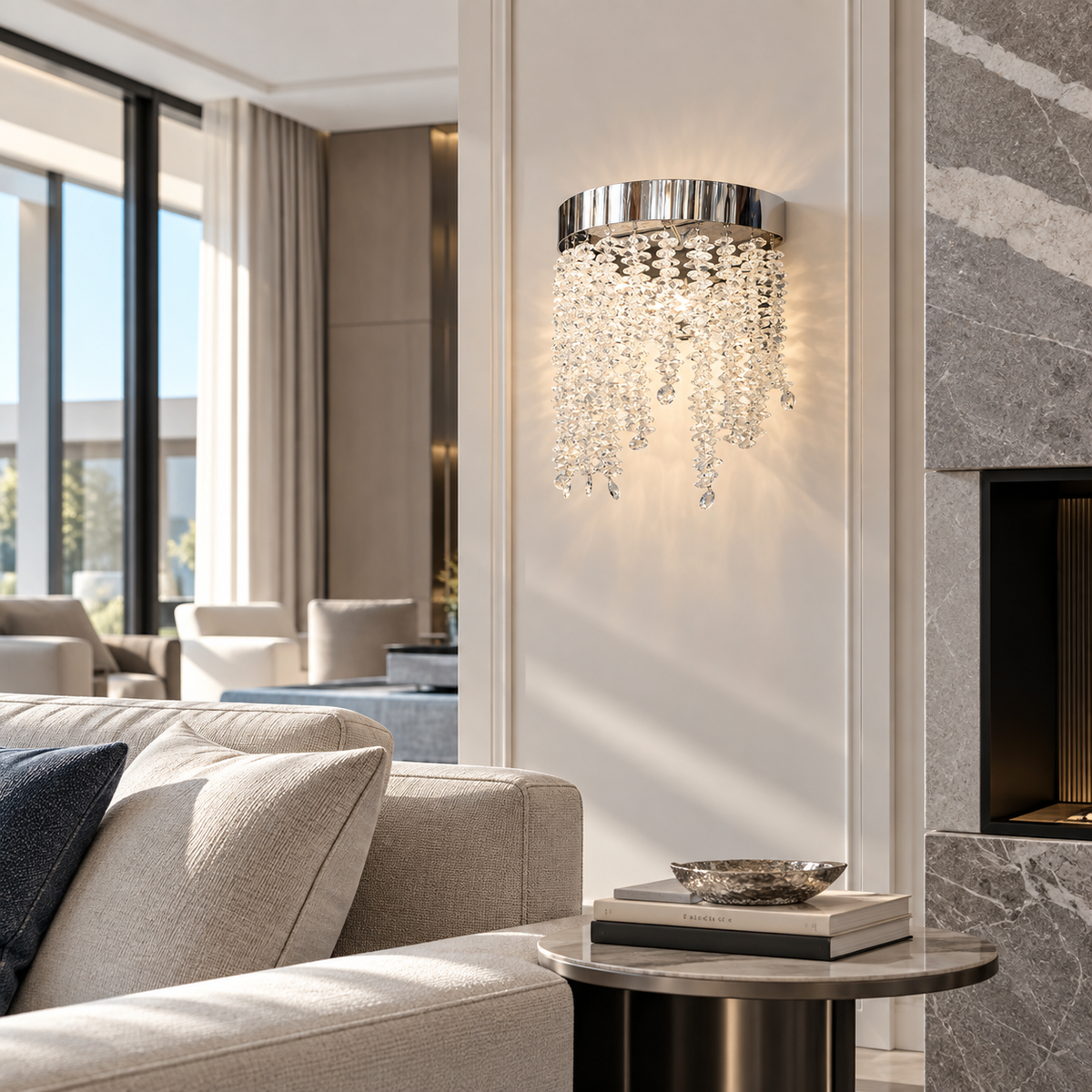 Настінний світильник срібний з кришталевим плафоном H -24 cm Led 23W Chrome + Transparent Tree 260935-100009018
