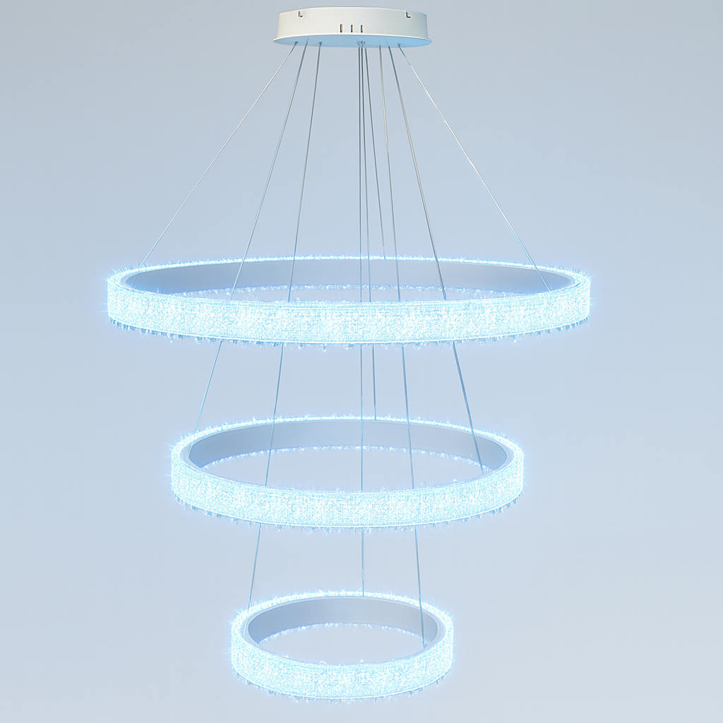 Люстра біла кільцева потрійна з рель'єфним плафоном D-80+60+40 cm Led 105W White Simple Ice 251235-100006812
