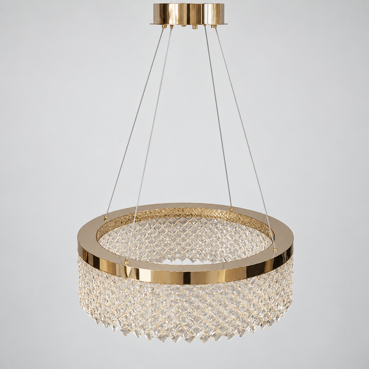 Люстра золота підвісна з кришталевим плафоном D - 59 cm Led 82W Gold Crystal Rombs 260935-100009019