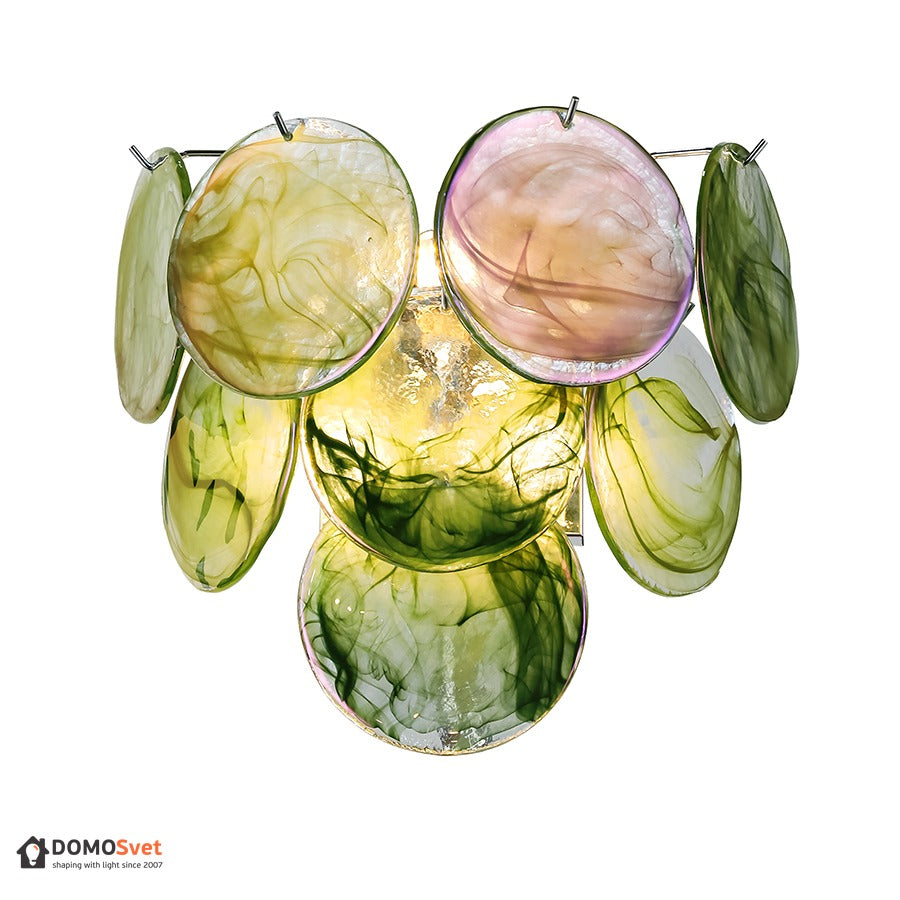 Настінне бра з трьома круглими скляними плафонами на металевому корпусі # Колір плафона_Світло-зелений