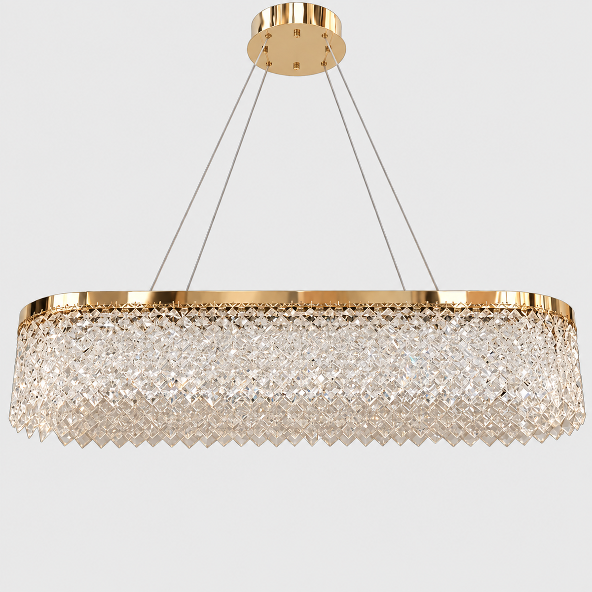 Люстра видовжена золота з фігурним плафоном L - 98 cm Led 98W Gold Crystal Rombs 260935-100009021
