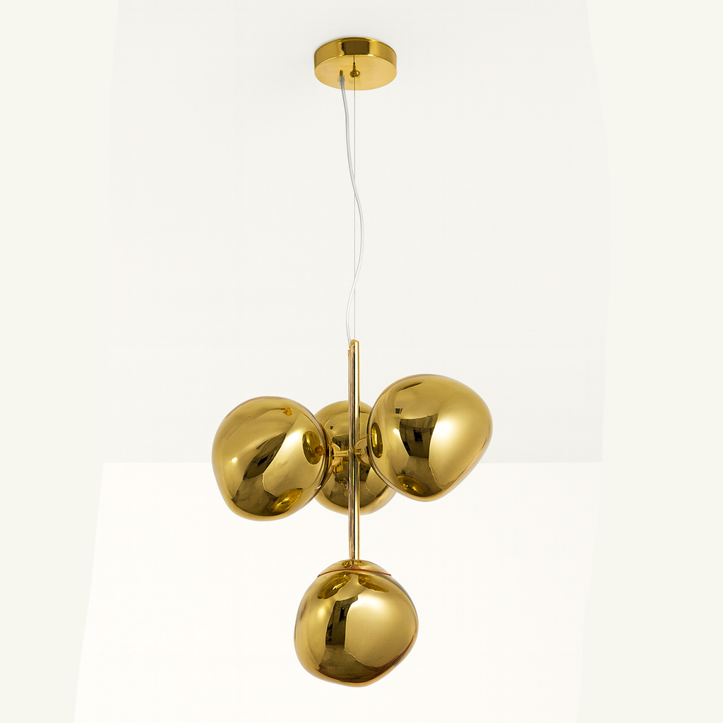 Люстра підвісна золота з плафонами органічної форми W-50 cm E27x4 Gold Melt plazma 250931-100006045