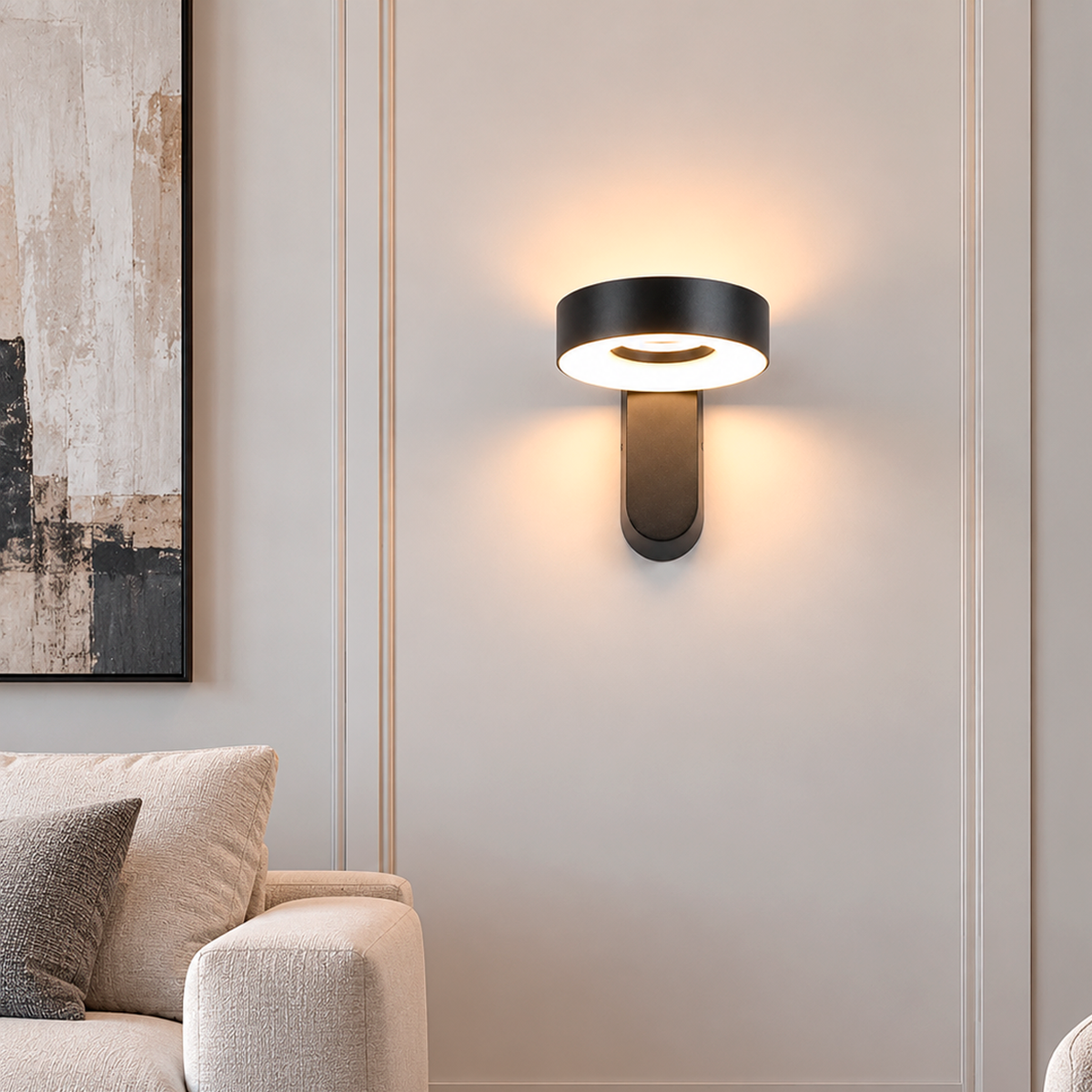 Світильник чорний настінний з білим розсіювачем H - 20 cm Led 9W 4000К IP65 Black + White Rotonda 260936-100009015
