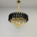 Люстра золота з плафоном з чорного та прозорого скла D-40 cm / D-50 cm / D-60 cm E14x5 / 6 / 9 ламп Black Crown 251188-100006717