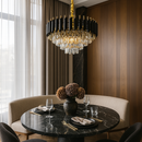 Люстра золота з плафоном з чорного та прозорого скла D-40 cm / D-50 cm / D-60 cm E14x5 / 6 / 9 ламп Black Crown 251188-100006717