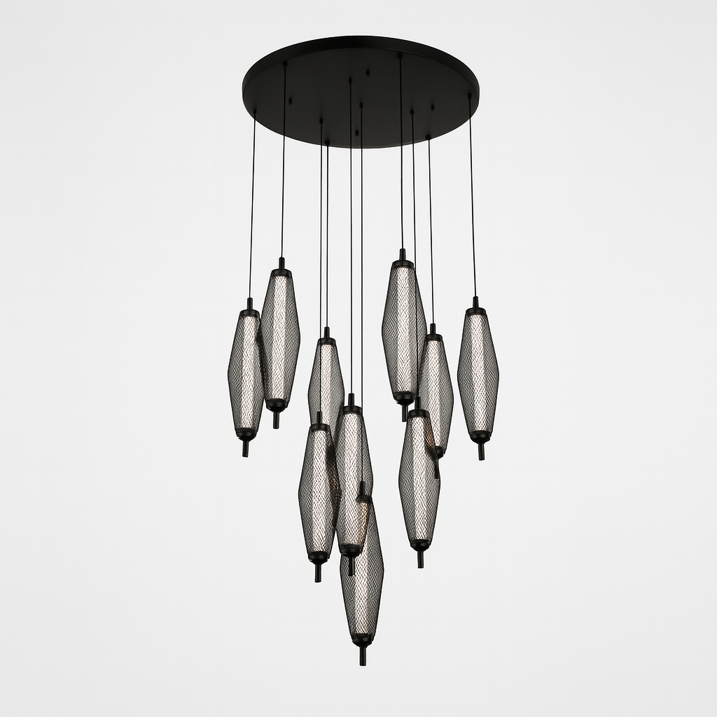Люстра чорна з декоративними підвісами Led 45W Black Pendant elipse 250931-100006133