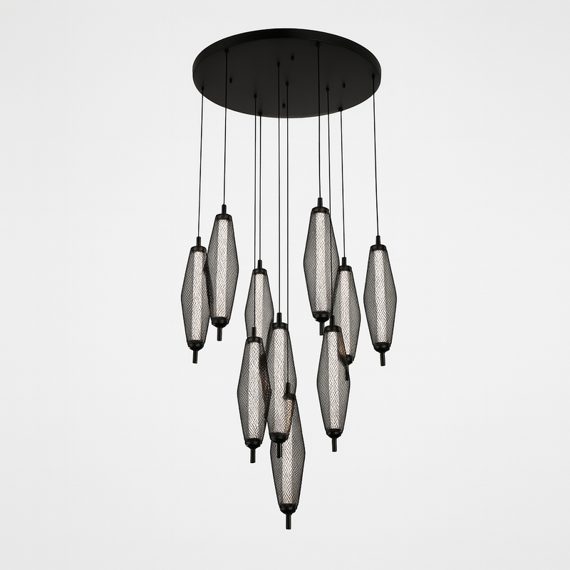 Люстра чорна з декоративними підвісами Led 45W Black Pendant elipse 250931-100006133