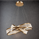 Люстра підвісна золота з акриловим плафоном 60+40 cm Led 120W Gold Twist 260488-100007790
