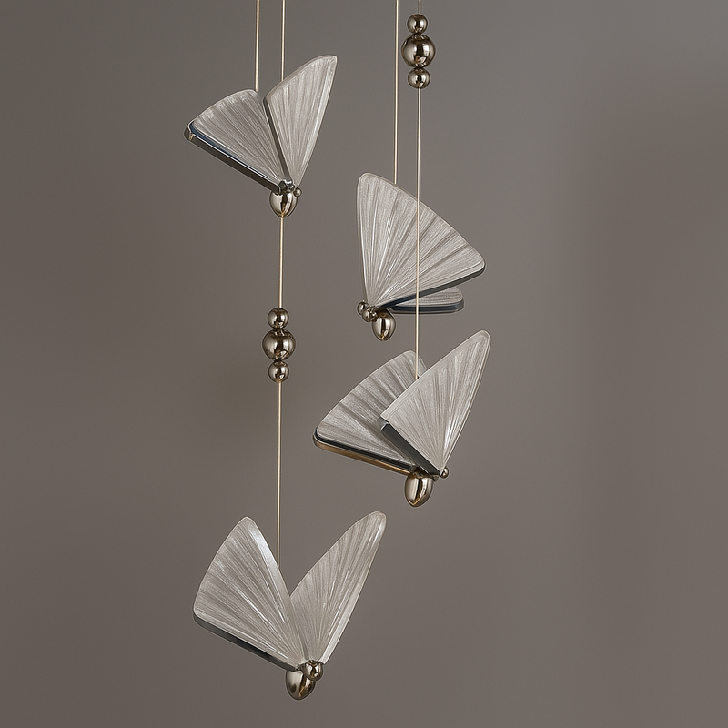 Люстра підвісна хромована з 4 метеликами Butterflies Chrome D-28 cm Led 24W 251158-100006492