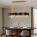 Люстра золота видовжена з плафоном з чорного та прозорого скла L-80 cm W-30 cm E14x8 Black Crown 251188-100006719