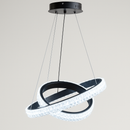 Люстра чорна кільцева подвійна з рель'єфним плафоном D-60+40 cm Led 56W Black Simple Ice 251235-100006811