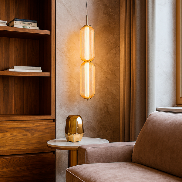 Світильник золотий підвісний з бежевим прозорим плафоном H-67 cm Led 70W Gold Beige clear Colours 250931-100006137