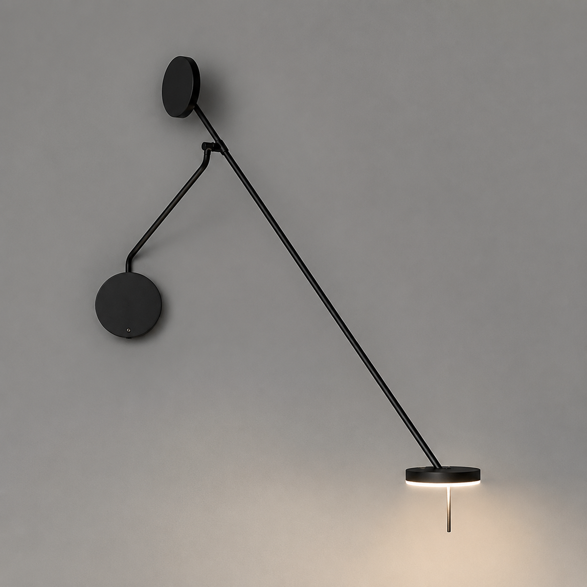 Cвітильник чорний настінний з поворотним плафоном H-40 cm W-95 cm Led 7W 3000K Black Slim Groky 260866-100008547