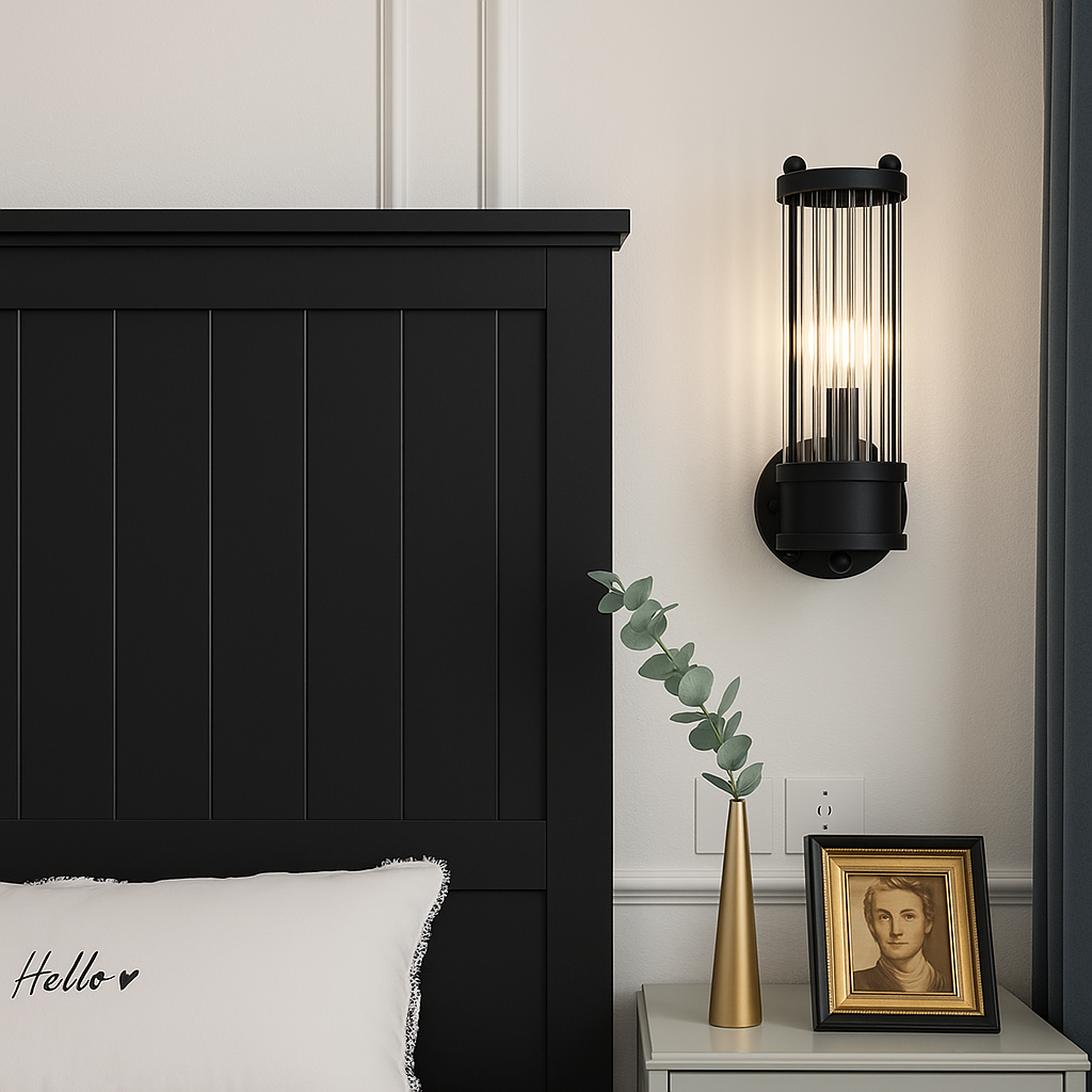 Бра настінне чорний світильник зі скла H-28cm E14 40W Black Torch Lamp 250558-100004918