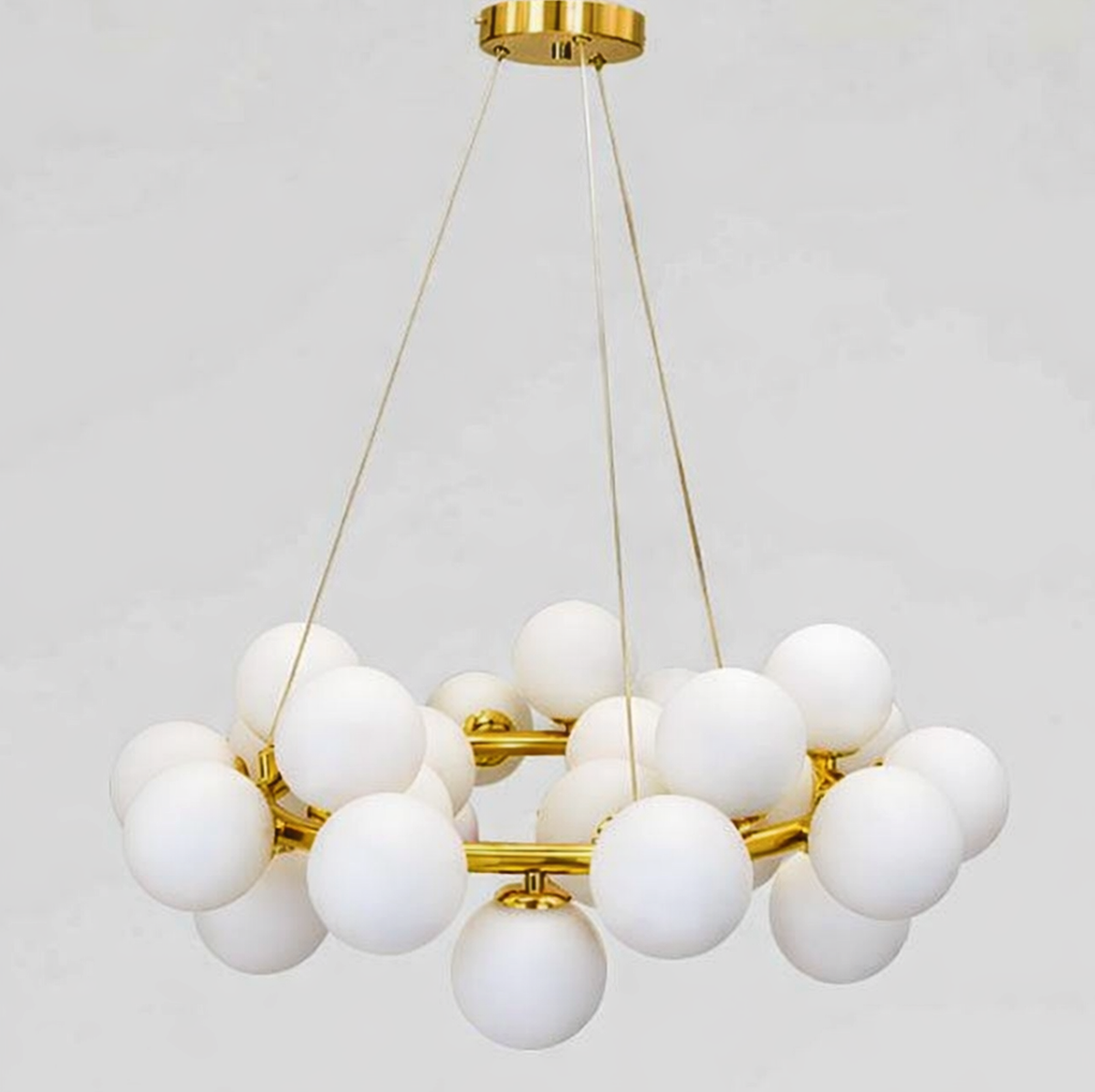 Люстра підвісна золота з білими плафонами D-70 cm G9x25 Gold + White Bubbles 260135-100007286