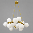 Люстра золота підвісна на 16 круглих плафонів D - 55 cm G9x16 Gold + White Bubbles 260588-100008038