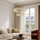 Люстра золота подвійна кільцева з кришталевим плафоном з візерунком 60+40 cm / 80+50 cm Gold Double Crystal Lattice Nice 251235-100006781