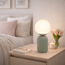 Лампа настільна зелена з білим матовим плафоном H-35 cm E14 Green Matte Bulb 260209-100007483