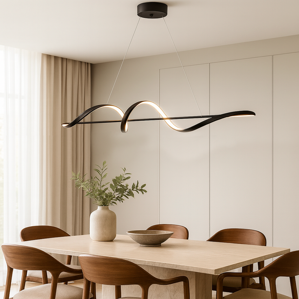 Люстра чорна видовжена L- 120 cm W-20 cm Led 115W Black Line Wave 251088-100006355