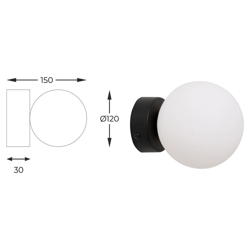Настінний світильник Simple ball D120 1xG9 Black + White 240640-100003372
