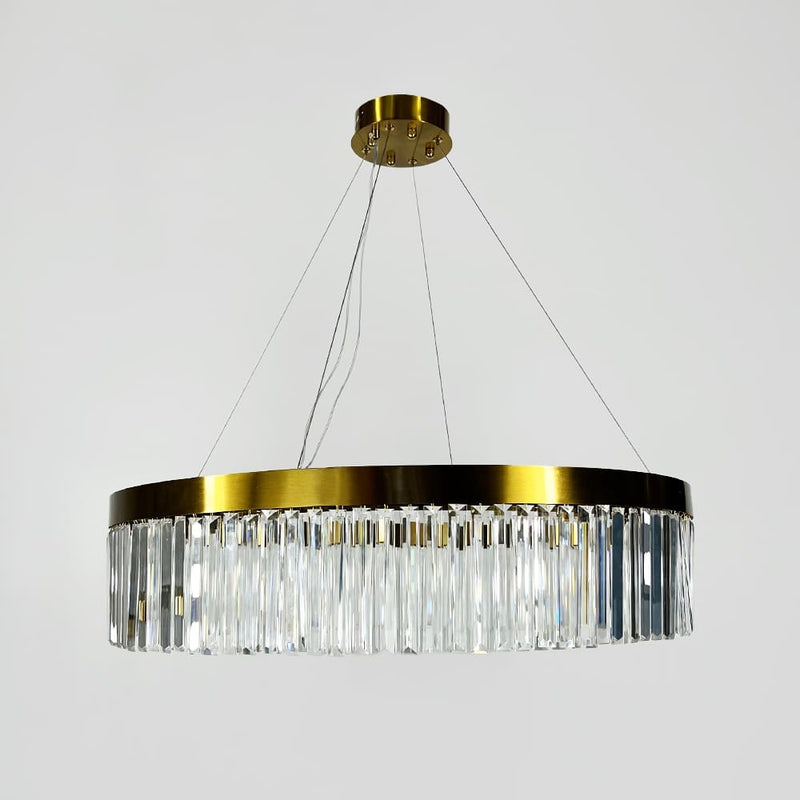 Підвісна люстра золота подвійна D-60 cm / D-80 cm Led 43W 4000K Gold+Clear Crystal 250918-100005928
