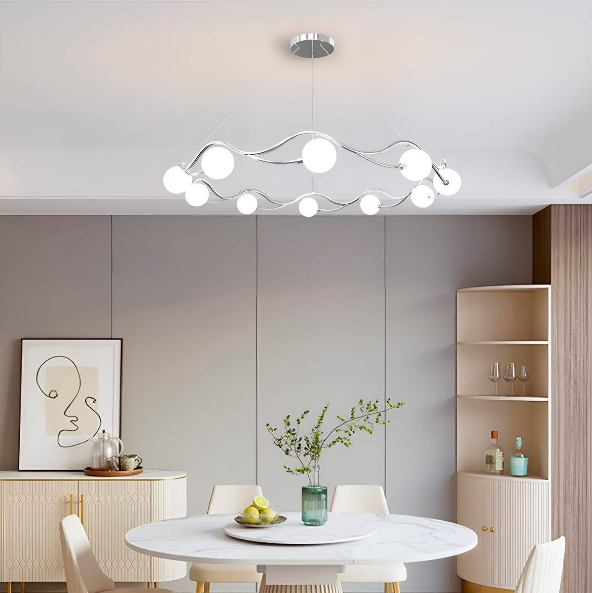 Люстра Wavy ball D-60 cm / D-80cm Silver 250419-100004459
