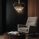 Люстра золота з плафоном з чорного та прозорого скла D-40 cm / D-50 cm / D-60 cm E14x5 / 6 / 9 ламп Black Crown 251188-100006717