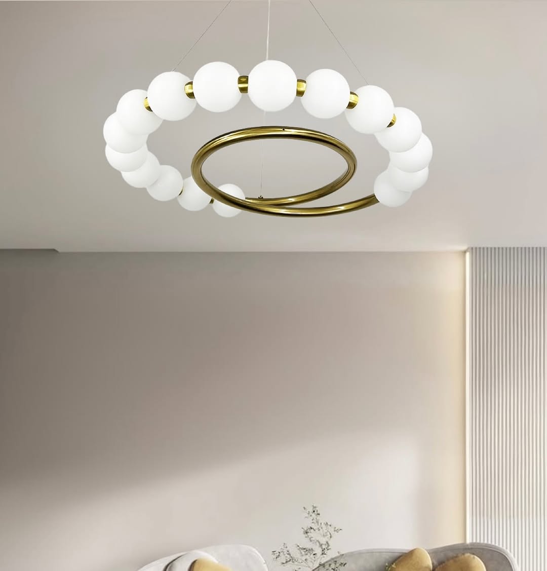 Люстра золота з білими Перлинами Pearls D-60cm Led 37W 3000K-6000K Gold + White 250318-100004263