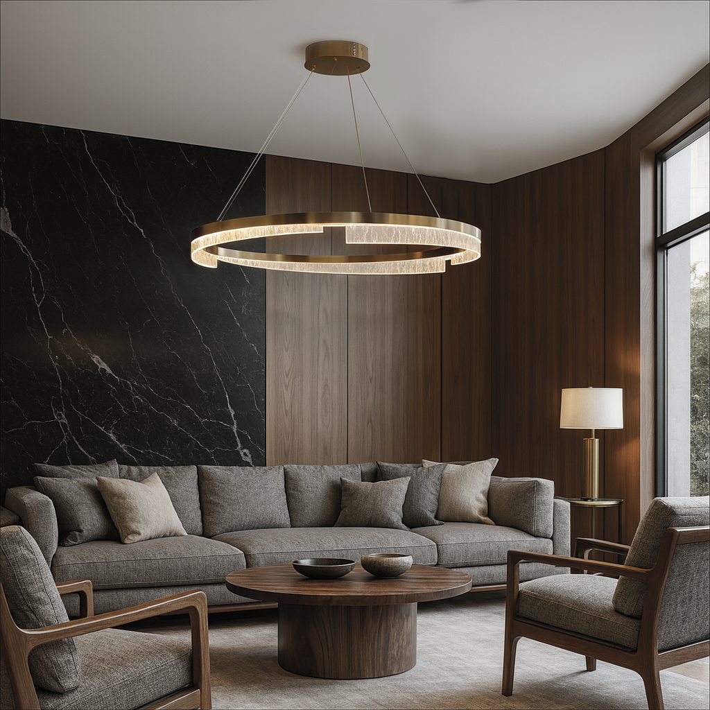 Люстра золота з круглим прозорим плафоном D-80 cm Led 135W Gold Ice 251188-100006722