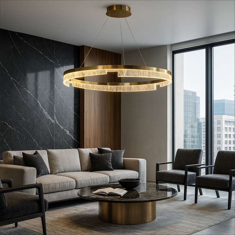 Люстра золота з круглим прозорим плафоном D-80 cm Led 135W Gold Ice 251188-100006722