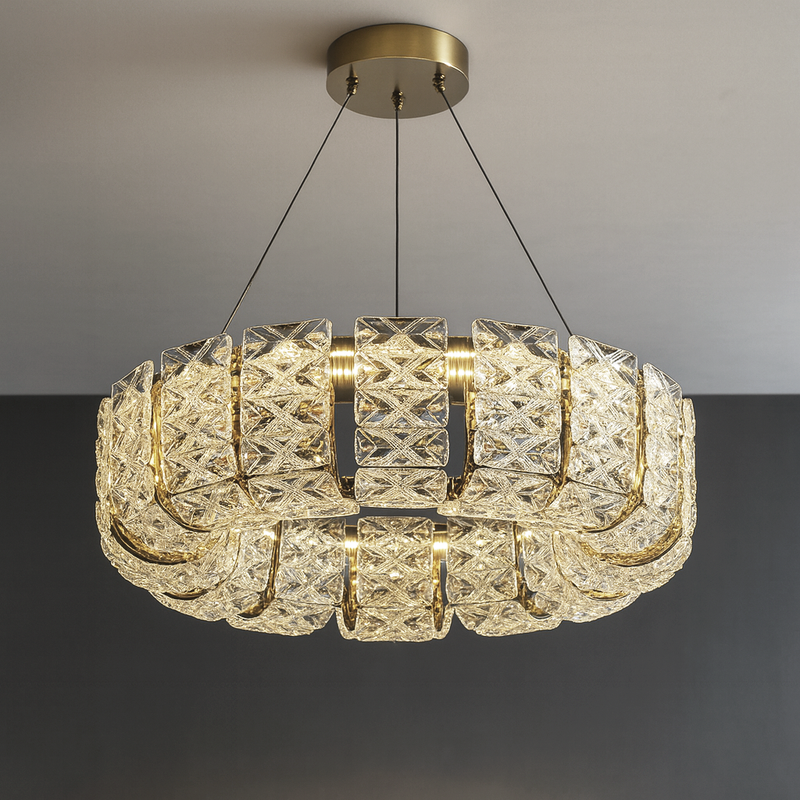 Люстра золота з підвісна з фігурним круглим скляним плафоном Led 150W Queen 251188-100006723