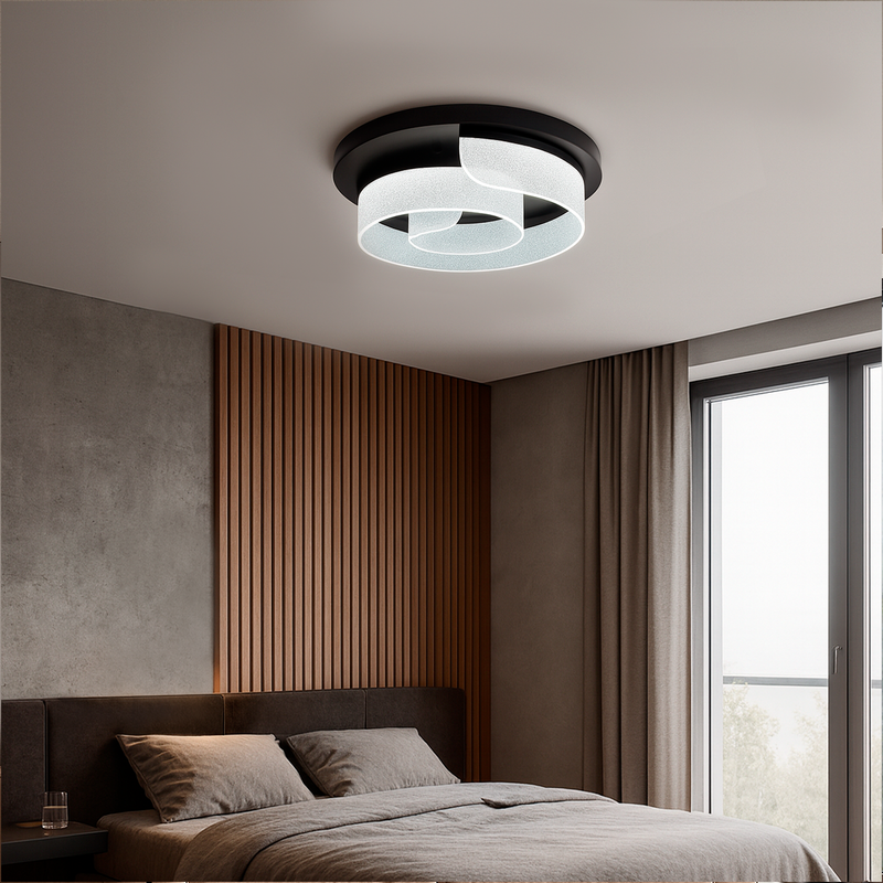 Люстра чорна стельова з прозорим плафоном з блискітками D - 50,5 cm Led 48W Black Sparkle Curl 251035-100006251